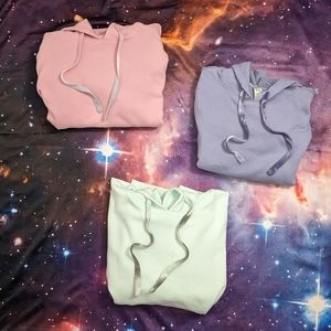 🩷💜💚 3 Green Tea Hoodie Bundle Size Large : Mint Pink Lavender